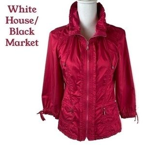 White House Black Market Pink Ruffled Rain Jacket NWOT